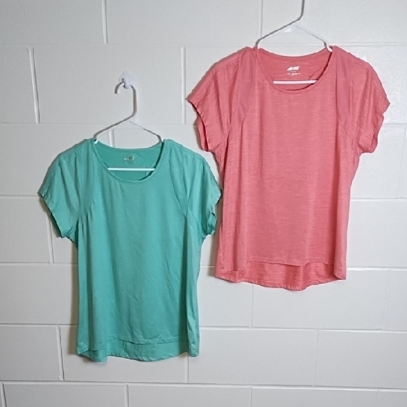 2 Avia Pink and Green Fitted Short Sleeve Work out Athleisure Tee Shirts - Picture 16 of 16
